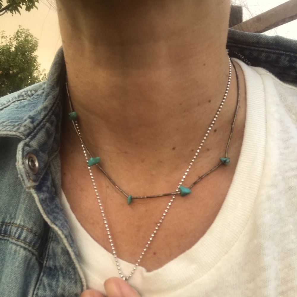 Vintage liquid silver turquoise necklace.